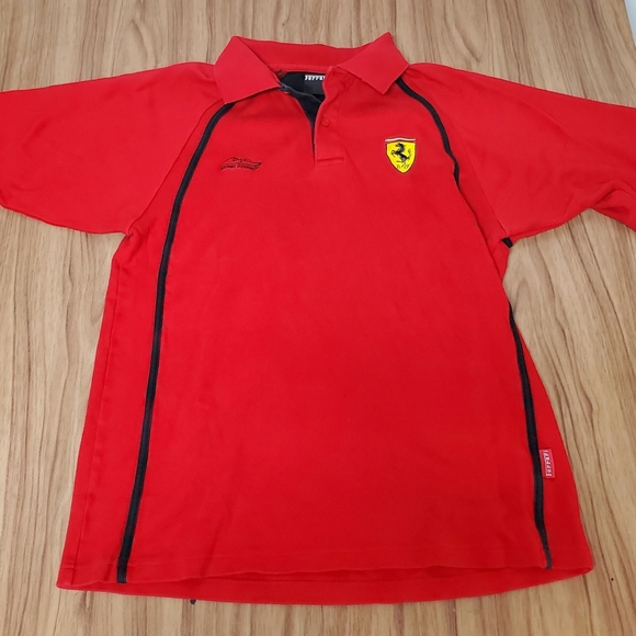 Ferrari Mens Red Polo Shirt - Size M 100% Cotton Classic Michael Schumacher - Picture 1 of 8